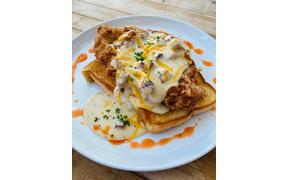 March 10th dinner special-Texas Chicken-Southern Fried Chicken Breast-Ham Gravy-Cheddar ...