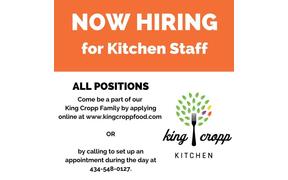 We need YOU to be a part of King Cropp Team! Now hiring for all positions in the kitchen