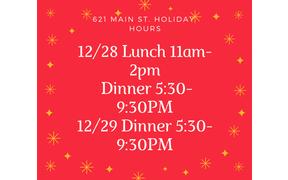 Here are our holiday hours for the week