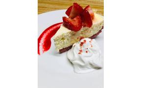 Chef made New York Style Cheesecake with Strawberry Shortbread Cookie Crust With Marinated ...