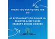 What a lovely surprise to see King Cropp listed in the Reader's Choice Awards
